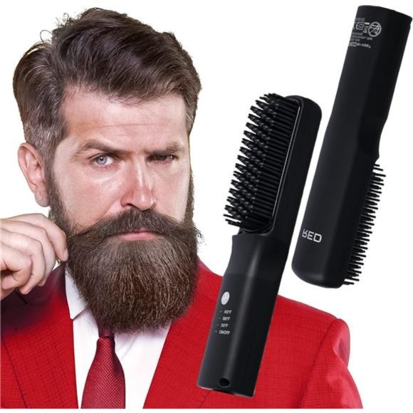 Beard & Hair Straightener, Auto Shut-Off, 2 in 1 Heated Straightening Brush - Picture 1 of 6